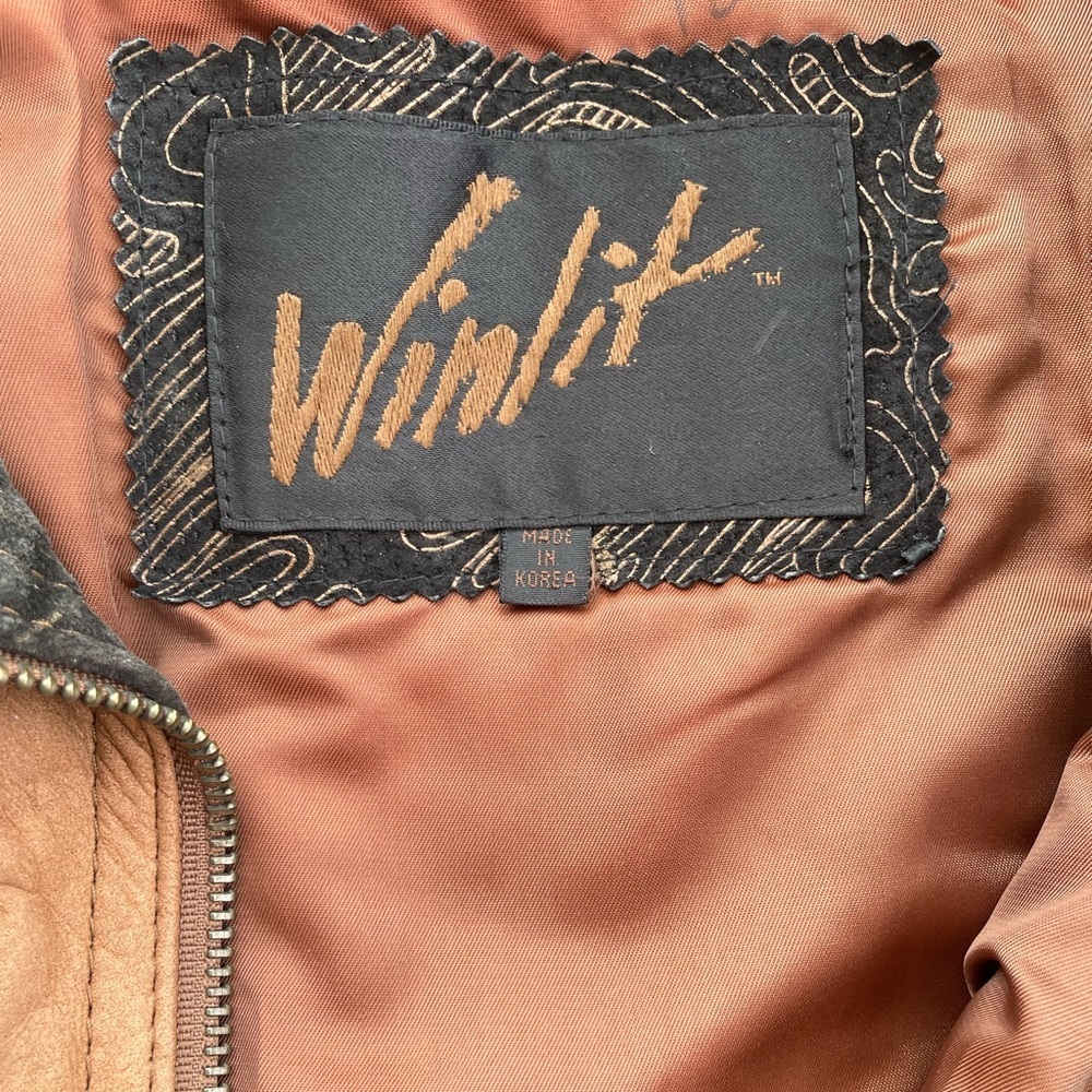 Vintage Winlit Leather Jacket Boho Patchwork Western Distressed Brown 90s - Picture 9 of 14